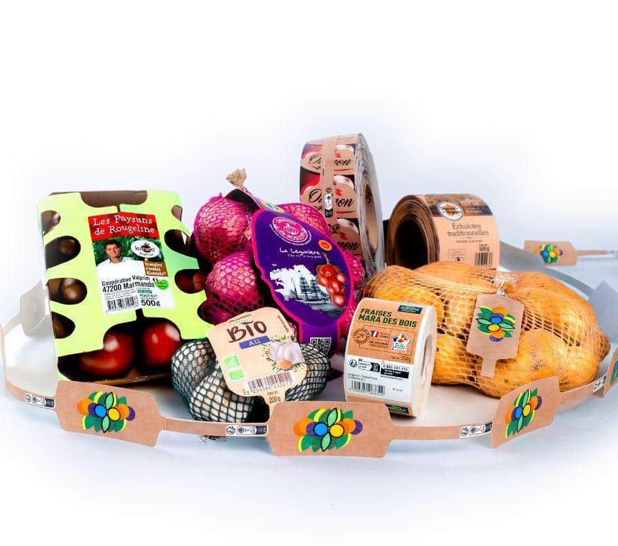 Etiquettes sur divers fruits & légumes