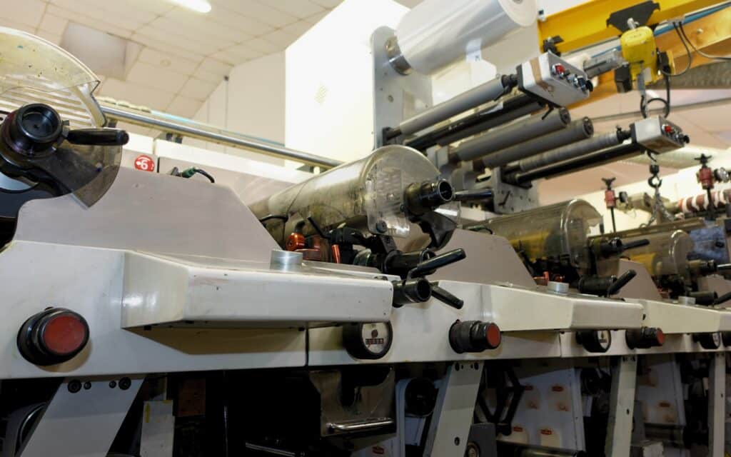 Imprimante à 8 couleurs utilisée pour l'impression d'étiquettes de haute qualité chez Filpack